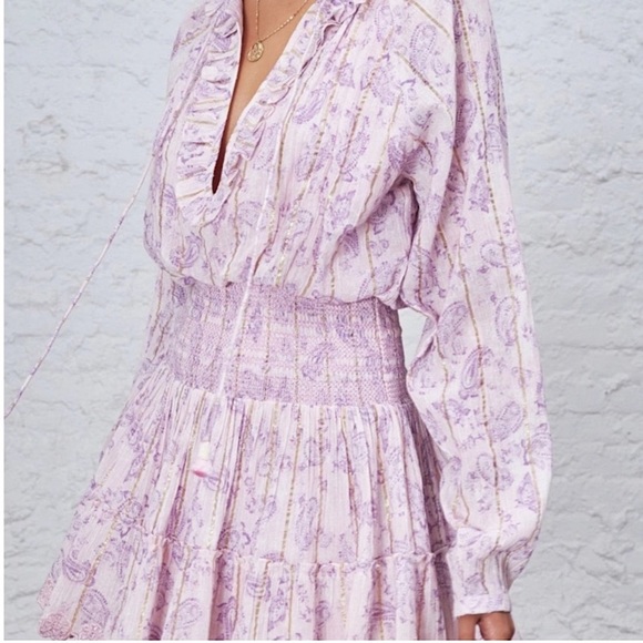 House Of Harlow Pink Paisley Smocked Mini Dress - Picture 7 of 12